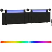 vidaXL Hangend hoofdbord Met LED-verlichting Zwart Kunstleer