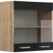 Vicco R-Line Glazen keukenkast – 60 cm Zwart hoogglans