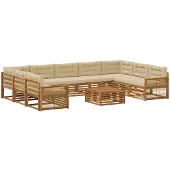 vidaXL Buiten bank set 10 st Natuurlijk en Beige Massief Acacia Hout