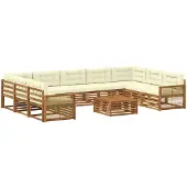 vidaXL Buiten bank set 10 st Natuurlijk en Crème Massief Acacia Hout