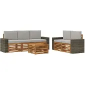 vidaXL Buiten bank set 6 st Naturel en lichtgrijs Massief Acacia Hout