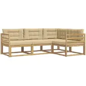 vidaXL Buiten bank set 3 st Wit en Beige Polyester
