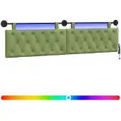 vidaXL Hangend hoofdbord Met LED-verlichting Lichtgroen Fluweel