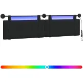 vidaXL Hangend hoofdbord Met LED-verlichting Zwart Stof