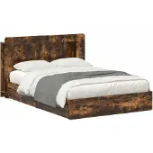 vidaXL Bedombouw met opslag Gerookt eiken 135 x 190 cm Bewerkt hout