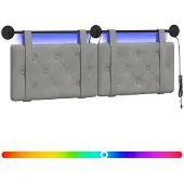 vidaXL Hangend hoofdbord Met LED-verlichting Lichtgrijs Fluweel