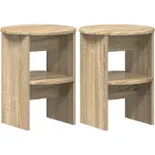 vidaXL Bijzetkast 2 st Sonoma Eik Ø40 x 50 cm Geconstrueerd hout