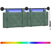 vidaXL Hangend hoofdbord Met LED-verlichting Zeegroen Fluweel