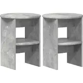 vidaXL Bijzetkast 2 st Beton Grijs Ø40 x 50 cm Geconstrueerd hout