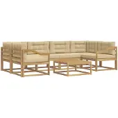 vidaXL Buiten bank set met kussen 5 pcs Wit en Beige