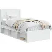 vidaXL Bedframe met opbergruimte en hoofdbord Wit 100 x 200 cm
