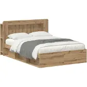 vidaXL Bedombouw met opslag Artisanaal eiken 135 x 190 cm Bewerkt hout