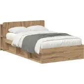 vidaXL Bedombouw met opslag Artisanaal eiken 120 x 200 cm Bewerkt hout