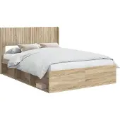 vidaXL Bedframe met opbergruimte en hoofdbord Sonoma Eiken