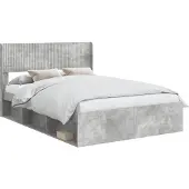 vidaXL Bedframe met opbergruimte en hoofdbord Betongrijs 120 x 200 cm