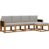vidaXL Buiten bank set 5 pcs Naturel en lichtgrijs Polyester