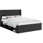 vidaXL Bedframe met opbergruimte en hoofdbord Zwart 120 x 190 cm