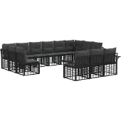 vidaXL Tuinset met 13 delen, zwart en donkergrijs, polyester