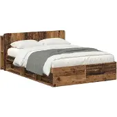 vidaXL Bedombouw met opslag Oud hout 150 x 200 cm Bewerkt hout