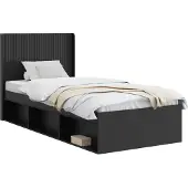vidaXL Bedframe met opbergruimte en hoofdbord Zwart 90 x 200 cm