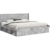 vidaXL Bedframe met opbergruimte en hoofdbord Betongrijs 180 x 200 cm