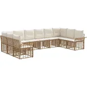 vidaXL Buiten bank set 10 st Natuurlijk en Crème Wit Polyester
