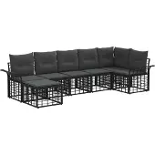 vidaXL Buiten bank set 7 st Zwart en Donker Grijs Polyester