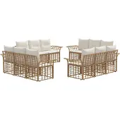 vidaXL Buiten bank set 12 st Natuurlijk en Crème Wit Polyester