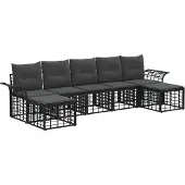 vidaXL Buiten bank set 7 st Zwart en Donker Grijs Polyester