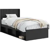 vidaXL Bedframe met opbergruimte en hoofdbord Zwart 90 x 200 cm