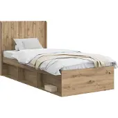 vidaXL Bedframe met opbergruimte en hoofdbord Artisanaal eiken