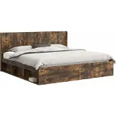 vidaXL Bedframe met opbergruimte en hoofdbord Gerookt eiken