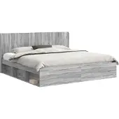 vidaXL Bedframe met opbergruimte en hoofdbord Grijs Sonoma