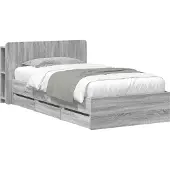 vidaXL Bedombouw met opslag Grijs Sonoma 75 x 190 cm Bewerkt hout