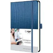 Sigel Conceptum Schrijfblok A5 Geruit Zijdelings Gebonden Kunststof Harde kaft Blauw, metallic Geperforeerd 194 Pagina's