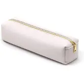 Markenlos Lederen etui, grote capaciteit, etui van Polyurethanleer, schooletui (beige)