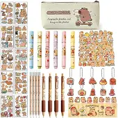 Markenlos Capybara etui-schrijfsysteem met gelpennen, tekstmarkeerders, stickers en accessoires.