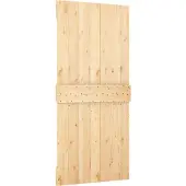 vidaXL Schuifdeur Natuurlijk en Wit 100 x 210 cm Massief grenenhout