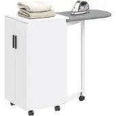 HOMCOM Strijkplankkast-Spaanplaat, 100% Polyester-99,5L x 43B x 83H cm-Wit