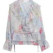 Comma Blouse crème / lichtblauw / olijfgroen / framboos