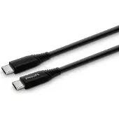 Philips DLC5206C/00 Oplaadkabel - USB C naar USB C - 2 M lang - Geweven - USB 3.0 - Zwart
