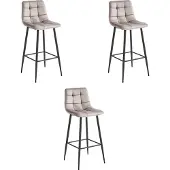 Leobert ARCETO kruk - donkerbeige fluweel / zwarte poten x 3