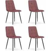 Leobert Fauteuil - - Kara - Fluweel, roze/zwarte poten - 45 x 50,5 x 87 cm - Set van 4