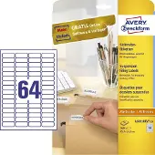 Avery Zweckform AVERY Etiketten voor hangmappen L6021REV-25 afneembaar A4 Wit 45,7 x 16,9 mm 25 Vellen à 64 Etiketten