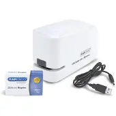 Rapesco 626EL Elektrische nietmachine, 26/6, USB/batterij, wit