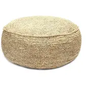 Bazar Bizar Poef Raffia | palmblad naturel 60x35x60 cm poefs | NADUVI