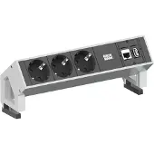 Bachmann DESK2: 3x geaarde stekker, 1x CAT6, 1x USB3, wit