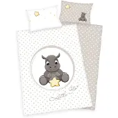 MCU (Baby Best) "Schattig neushoorn" beddengoed / babybeddengoed / peuterbeddengoed, 100% katoen (renforcé), 40x60 + 100x135 cm