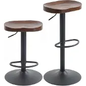 HOMCOM Barkruk-Iepenhout, Metaal-41,5 cm x 41,5 cm x 82 cm-Donkerbruin