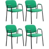 CLP Ken Pro - Stapelstoelen Set van 4 - armleuningen - zwart - 150 kg - Stof/groen